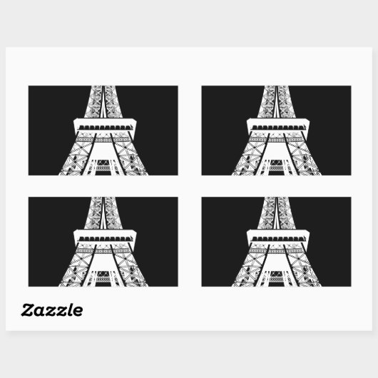 Zwarte Eiffeltower - Afbeelding Rechthoekige Sticker (Vel)