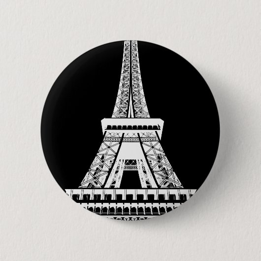 Zwarte Eiffeltower - Afbeelding Ronde Button 5,7 Cm (Voorkant)
