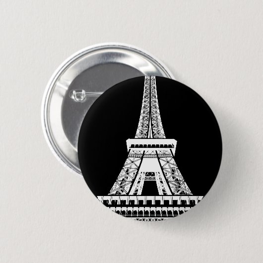 Zwarte Eiffeltower - Afbeelding Ronde Button 5,7 Cm (Voorkant /achterkant)