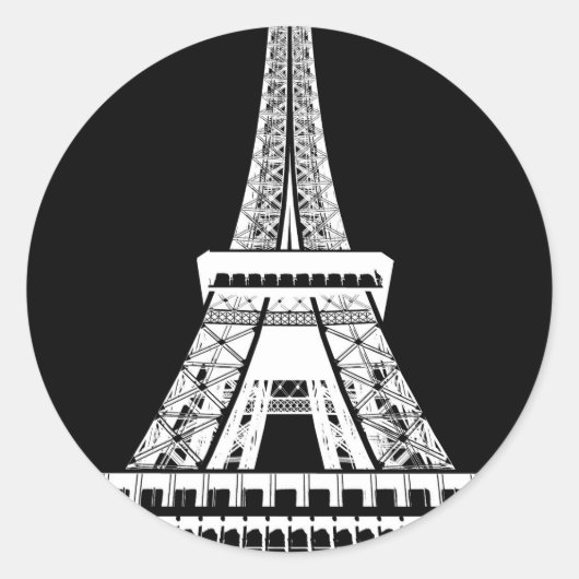 Zwarte Eiffeltower - Afbeelding Ronde Sticker (Voorkant)