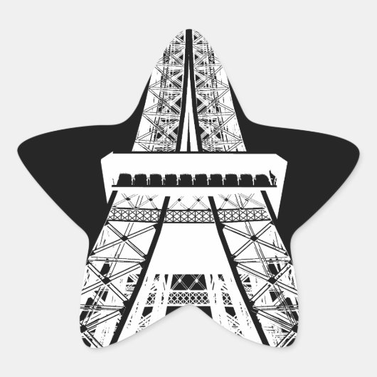 Zwarte Eiffeltower - Afbeelding Ster Sticker (Voorkant)