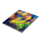 Zwarte eikleien blazen in de wind tegeltje (Zijkant)