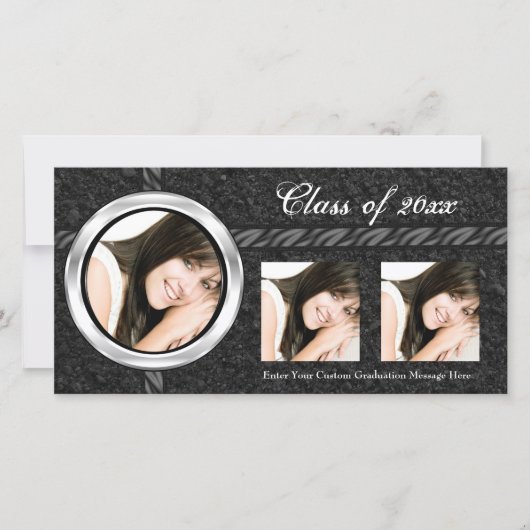 Zwarte eindexamenfoto kaart met hete uitstraling (Voorkant)