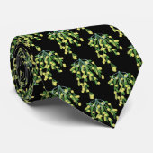 Zwarte elegance kerstmistletoe stropdas (Opgerold)