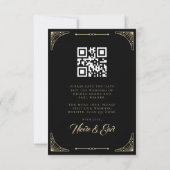 Zwarte Elegant deco Qr Code Foto opslaan Datum Save The Date (Achterkant)
