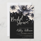 Zwarte Elegant Floral Vrijgezellenfeest Kaart (Voorkant)