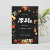 Zwarte Elegant Floral Vrijgezellenfeest Kaart (Staand voorkant)