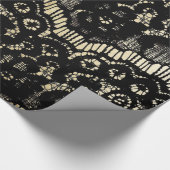 zwarte elegant franse flora faux goud cadeaupapier (Hoek)