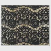 zwarte elegant franse flora faux goud cadeaupapier (Vlak)