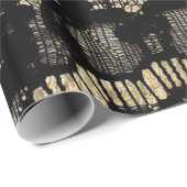 zwarte elegant franse flora faux goud cadeaupapier (Rol Hoek)