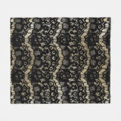  zwarte elegant franse flora faux goud fleece deken (Voorkant (Horizontaal))