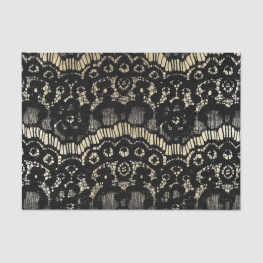  zwarte elegant franse flora faux goud tissuepapier (Voorkant)