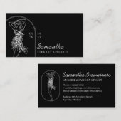 Zwarte Elegant Girly Feminine Minimal Lingerie Visitekaartje (Voorkant / Achterkant)