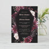 Zwarte Elegant gothic Roos Coffin Vrijgezellenfees Kaart (Staand voorkant)