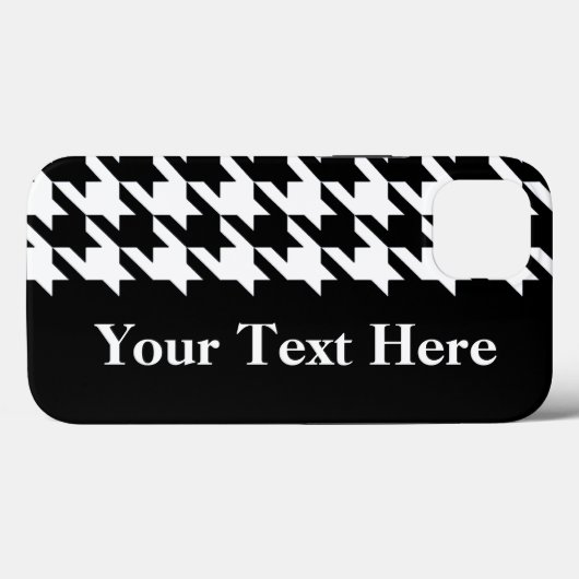Zwarte Elegant Houndstooth met aangepaste tekst Case-Mate iPhone Case (Achterkant (horizontaal))