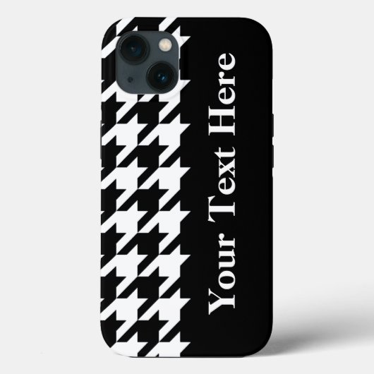 Zwarte Elegant Houndstooth met aangepaste tekst Case-Mate iPhone Case (Achterkant)