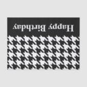 Zwarte Elegant Houndstooth met aangepaste tekst Tissuepapier (Voorkant)