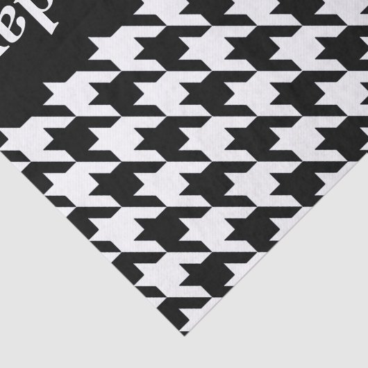 Zwarte Elegant Houndstooth met aangepaste tekst Tissuepapier (Detail)