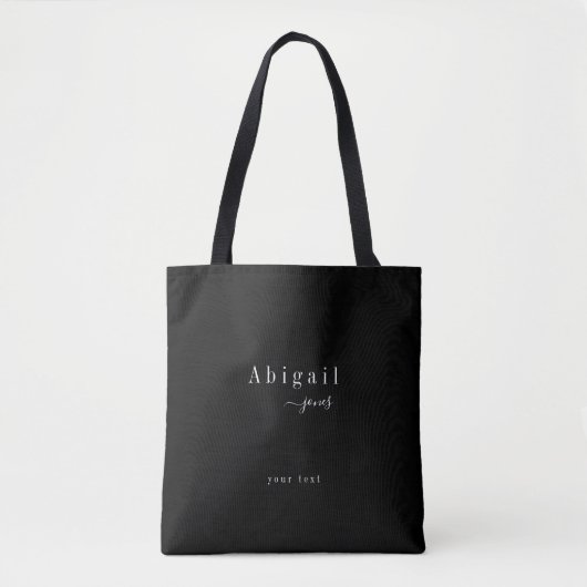 Zwarte Elegant Minimalist Script Name Persoonlijk Tote Bag (Voorkant)