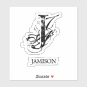 Zwarte Elegant Monogram Naam iPad Cover Sticker (Vel)