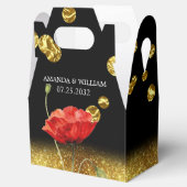 Zwarte Elegant Red Flower Wedding Bedankdoosjes (Geopend)