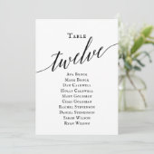 Zwarte Elegant Script Table Number 12 Seating Char Kaart (Staand voorkant)