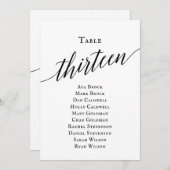 Zwarte Elegant Script Table Number 13 Seating Char Kaart (Voorkant / Achterkant)