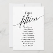 Zwarte Elegant Script Table Number 15 Seating Char Kaart (Voorkant)