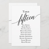 Zwarte Elegant Script Table Number 15 Seating Char Kaart (Voorkant / Achterkant)