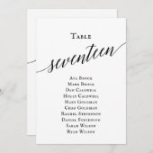 Zwarte Elegant Script Table Number 17 Seating Char Kaart (Voorkant / Achterkant)
