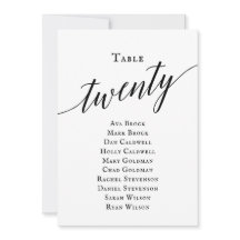 Zwarte Elegant Script Table Number 20 Seating Char