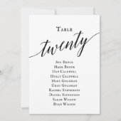 Zwarte Elegant Script Table Number 20 Seating Char Kaart (Achterkant)