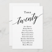 Zwarte Elegant Script Table Number 20 Seating Char Kaart (Voorkant / Achterkant)
