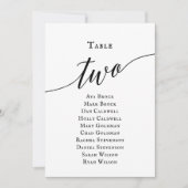 Zwarte Elegant Script Table Number 2 (Zitdiagram) Kaart (Voorkant)