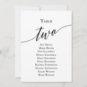 Zwarte Elegant Script Table Number 2 (Zitdiagram) Kaart (Achterkant)