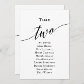 Zwarte Elegant Script Table Number 2 (Zitdiagram) Kaart (Voorkant / Achterkant)