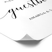 Zwarte Elegant Typography Wedding Guestbook Sign Poster (Hoek)