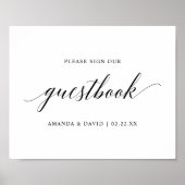 Zwarte Elegant Typography Wedding Guestbook Sign Poster (Voorkant)
