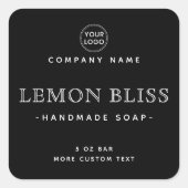 Zwarte elegant vierkante etiketten (Voorkant)