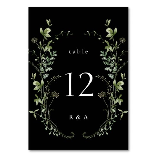 Zwarte Elegant Waterverf Wildbloemen Weddenschap Kaart (Voorkant)