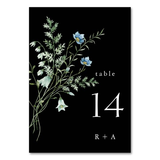 Zwarte Elegant Waterverf Wildbloemen Weddenschap Kaart (Achterkant)