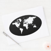Zwarte Elegant World Ovale Sticker (Envelop)