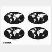 Zwarte Elegant World Ovale Sticker (Vel)