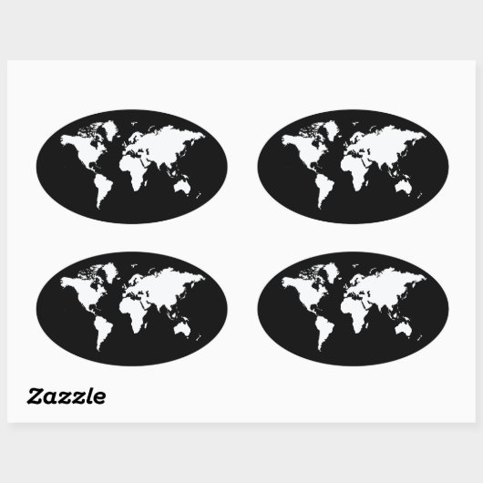Zwarte Elegant World Ovale Sticker (Vel)
