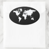 Zwarte Elegant World Ovale Sticker (Tas)