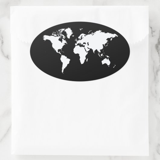 Zwarte Elegant World Ovale Sticker (Tas)