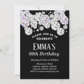 zwarte elegantdiamant , uitnodiging voor verjaarda (Voorkant)