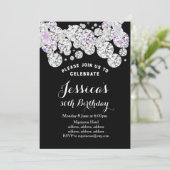 zwarte elegantdiamant , uitnodiging voor verjaarda (Staand voorkant)