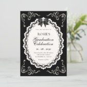 Zwarte Elegante afstuderen Kaart (Staand voorkant)