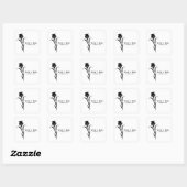 Zwarte Elegante Bloem Gotische Bruiloft Vierkante Sticker (Vel)